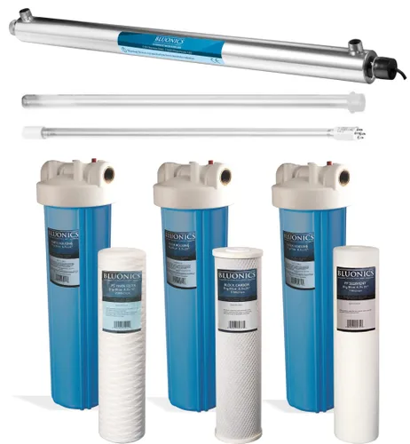 Vista 9 de Sistema de Purificador de Filtro de Agua UV de 55W con Luz Ultravioleta, Filtro de Sedimentos y Carbón para Agua de Pozo con Puertos de 3/4", 12 GPM