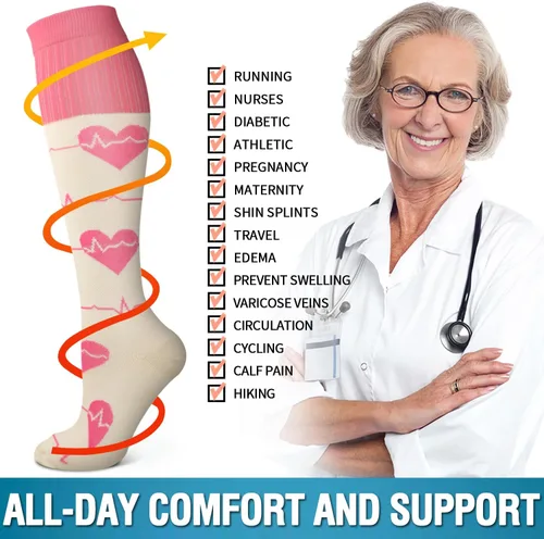 Vista 185 de Bluemaple 6 Pack Copper Compression Socks for Women and Men Circulation-Best Support for Medical, Running,Nursing,Athletic