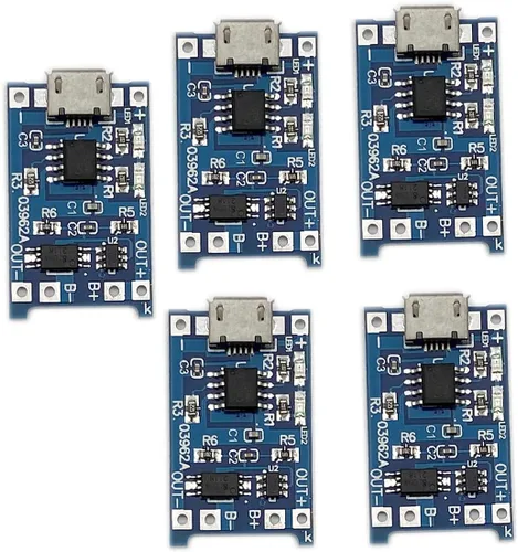 Vista 3 de Kiro&Seeu 5PCS TP4056 Mirco-USB 5V 1A 18650 Cargador de batería de litio Módulo de carga Junta de carga con funciones de protección dual