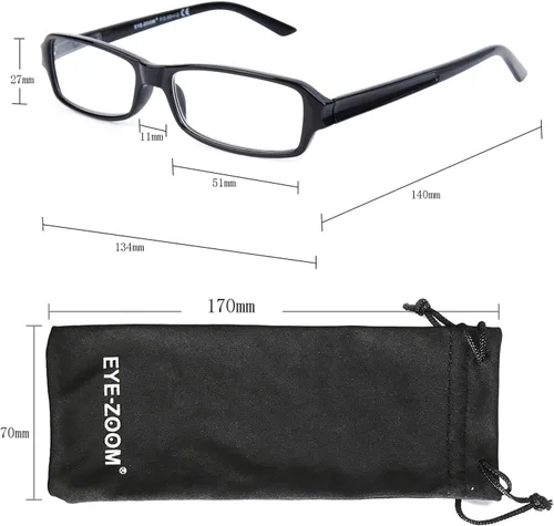Vista 4 de Paquete de 3 lentes de lectura unisex con marco de plástico rectangular para hombres y mujeres