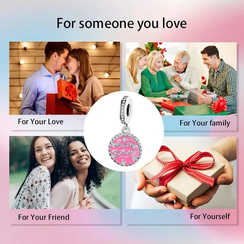Vista 7 de Dije colgante de corazón, plata de ley 925 pulseras y collares, dijes de abalorios, regalo de joyería para mujeres, familiares y amigas