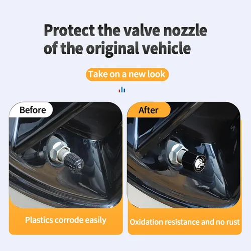 Vista 7 de Ajxn Paquete de 4 tapas de válvula de neumático con calavera para rueda de coche, cubiertas herméticas a prueba de polvo, tapas universales