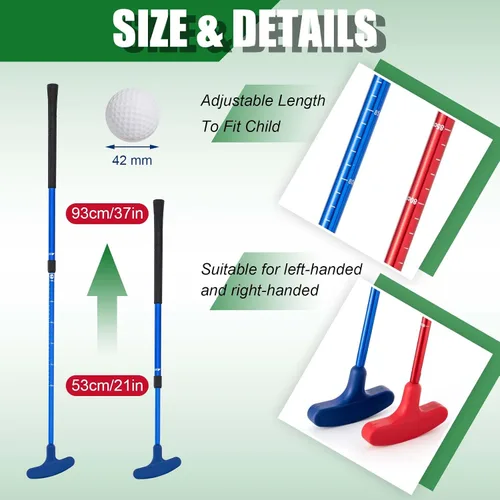 Vista 2 de Lenwen El juego de mini golf para interiores para niños y familia incluye 2 putter de golf ajustables para jugadores diestros o zurdos, 10 pelotas