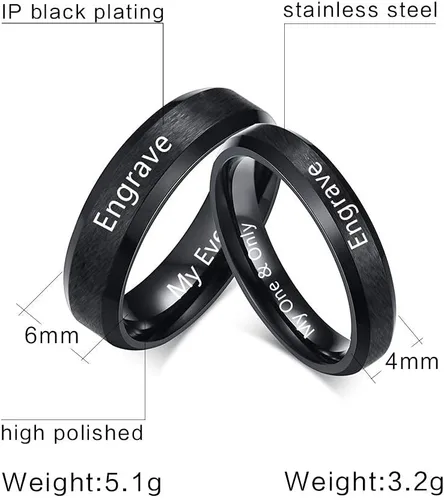 Vista 4 de Fortheday Juego de anillos personalizados a juego para él y ella, anillos de promesa personalizados para parejas, juego de anillos de compromiso