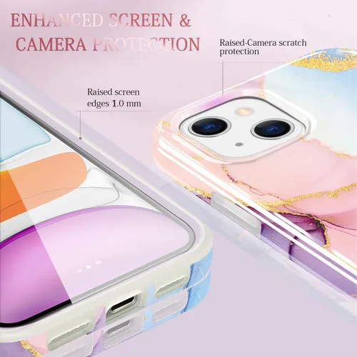 Vista 5 de luolnh Funda dorada brillante compatible con iPhone 13 Mini, diseño de mármol, a prueba de golpes, delgada y suave, funda de silicona para iPhone 13