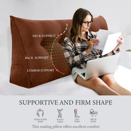 Vista 40 de Almohada de cabecera gruesa totalmente rellena tamaño Queen, cabecera acolchada suave y firme, soporte grande, triangular, almohada de cuña