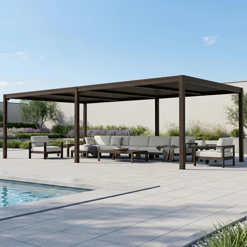 Vista 23 de Domi Pergola Screen All Aluminum, sombra de privacidad, 1 paquete, marrón