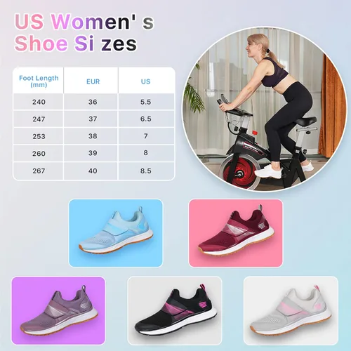 Vista 5 de Pairobin Zapatos de ciclismo de interior para mujer, ligeros, transpirables, de alto rendimiento, compatibles con -SPD