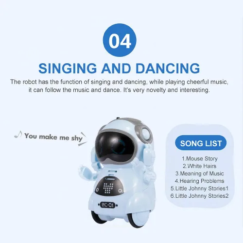 Vista 9 de GoolRC 939A Robot de Bolsillo que Habla, Diálogo Interactivo con Reconocimiento de Voz y Función de Grabación, Canta, Baila, Cuenta Historias, Mini