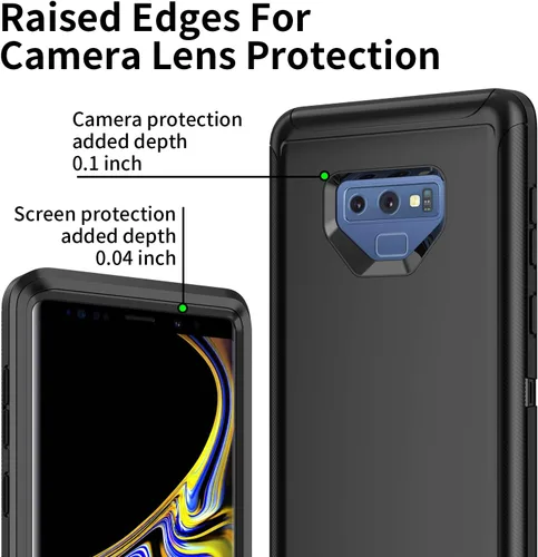 Vista 3 de Funda para Galaxy Note 9, a prueba de golpes, a prueba de caídas, a prueba de polvo, protección de cuerpo completo de 3 capas, funda rígida de alto
