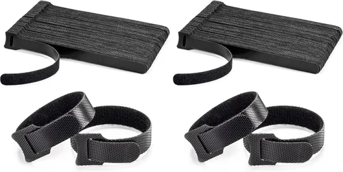 Vista 11 de OneLeaf Bridas de cables reutilizables, correas de gestión de cables negros