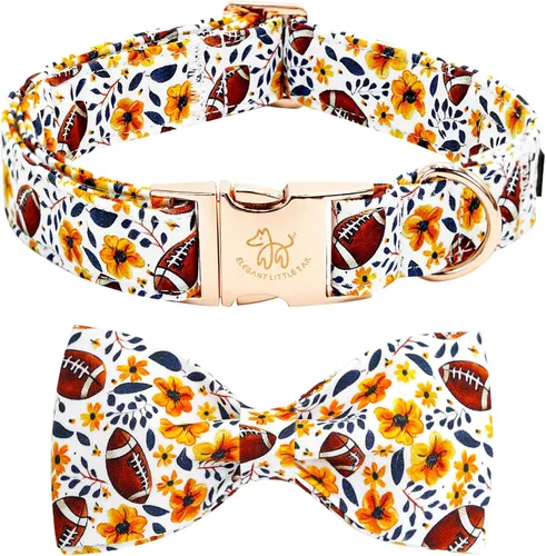 Vista 15 de Elegant little tail - Collar de otoño para mascotas con corbatín, lindo collar de Halloween con estampado de flores y calabaza para cachorros