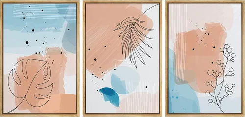 Vista 18 de MUDECOR Lienzo enmarcado para pared, juego de arte de ramo de flores de vida muerta de Marie Frosch, naturaleza, desierto, ilustración, arte