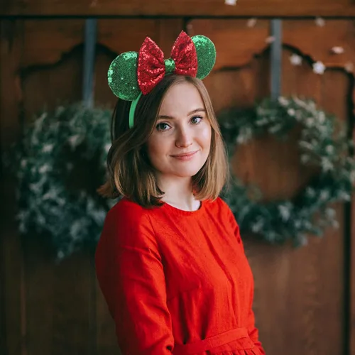 Vista 3 de Diadema de Navidad, orejas de ratón, decoraciones navideñas, sombreros de Navidad