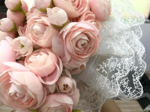 Vista 4 de 2 juegos de soportes para ramo de boda con collares de ramo de encaje blanco, soporte de espuma de resina para ramo de ramo de ramo de novia