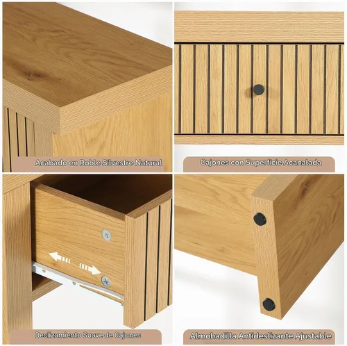 Vista 6 de Tribesigns - Mesa de consola de 70.9 pulgadas con 3 cajones, mesa de entrada extralarga, mesa de sofá de madera con estantes de almacenamiento