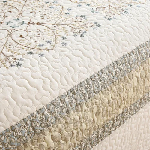 Vista 6 de vctops Elegante juego de edredón bordado de retazos de granja tamaño matrimonial/queen colcha cubrecama reversible juego de ropa de cama de algodón