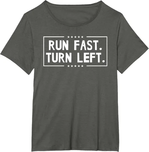 Vista 86 de Run Fast Turn Left - Camiseta para correr de pista y campo