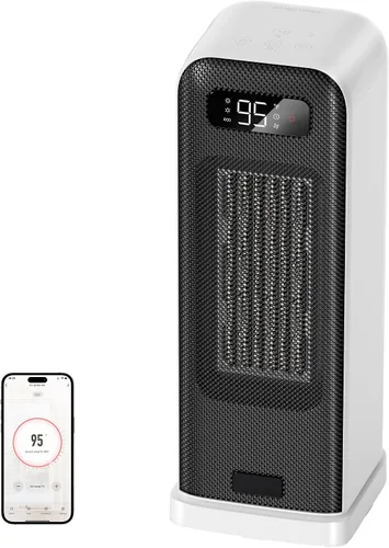 Vista 9 de FLANUR Calentadores de espacio para uso en interiores, calentador eléctrico portátil inteligente con termostato, WiFi y control de voz, temporizador