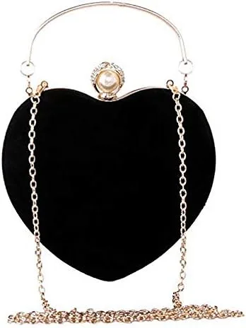 Vista 6 de Bolso de mano en forma de corazón para mujer, bolso de hombro de terciopelo, bolsos de noche