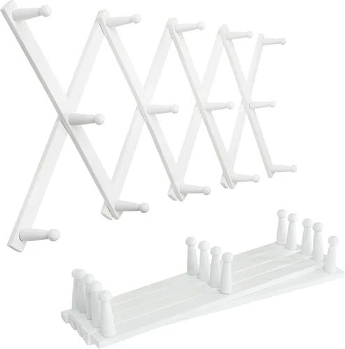 Vista 23 de SKOLOO Perchero de pared para sombreros con 14 ganchos, de madera maciza, moderno, perchero de pared expandible para abrigos, sombreros, bolsos