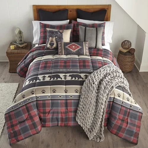 Vista 11 de Donna Sharp Juego de ropa de cama Queen – 3 piezas – Juego de edredón Forest Grove Lodge con edredón Queen y dos fundas de almohada estándar