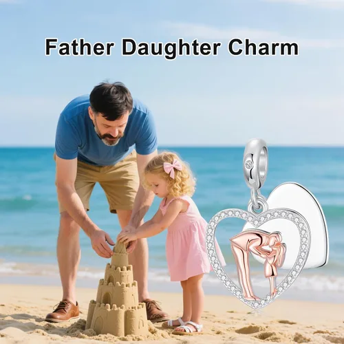 Vista 97 de PROESS Dije para padre, madre e hija, pulsera de plata de ley para pulseras, regalos de cumpleaños, día de San Valentín, para hija, madre, amante