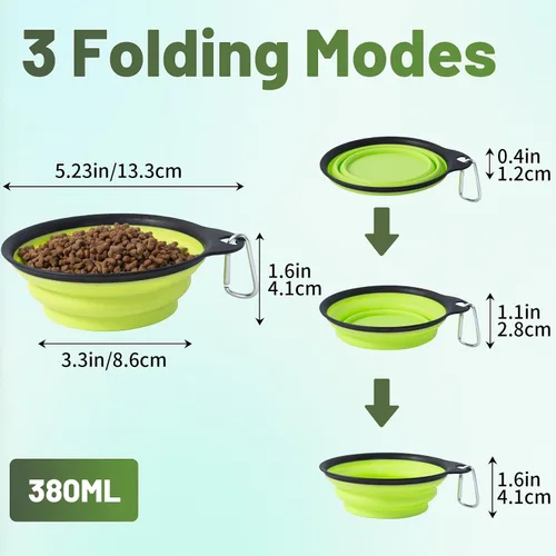 Vista 3 de SLSON Tazones plegables para perros y mascotas, paquete de 2 platos integrados moldeados para agua para gatos, dispensador de alimentos ligero