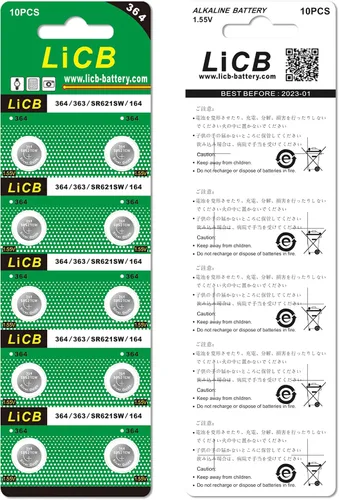 Vista 7 de LiCB Paquete de 20 baterías SR621SW 364 164 363 AG1 de 1.5 V con botón de celda de reloj