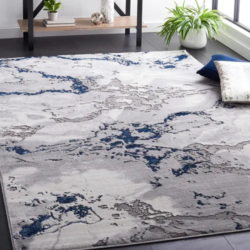 Vista 9 de SAFAVIEH Craft Collection - Alfombra para pasillo, 2 pies 3 pulgadas x 8 pies, gris y azul, diseño abstracto moderno, no desprende pelusa y de fácil
