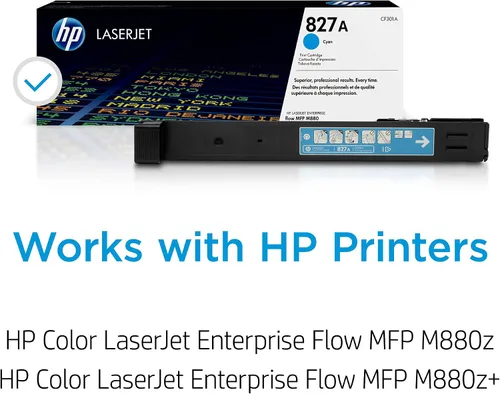Vista 2 de HP Cartucho de tóner cian 827A Funciona con HP Color LaserJet Enterprise Flow MFP M880 Series CF301A