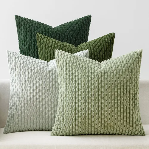 Vista 15 de MIULEE - Juego de 4 fundas de almohada suaves para sofá, decorativas, estilo bohemio, con rayas, fundas de almohada de corduroy, decoración rústica