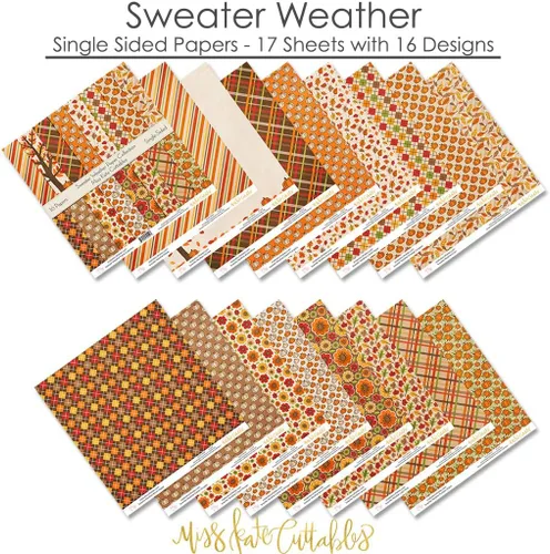 Vista 5 de Paquete de papel de patrón – Sweater Weather – Scrapbook Premium Specialty Paper de una cara de 12 x 12 pulgadas, colección incluye 16 hojas – por