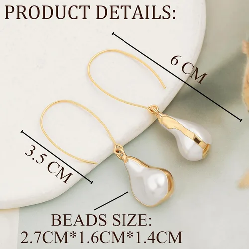 Vista 4 de SOFYBJA Dainty 18K Gold Plated Pearl Turquoise Drop Earrings Long Dangle Lightweight Handmade Earrings Jewelry Perla de pera dorada