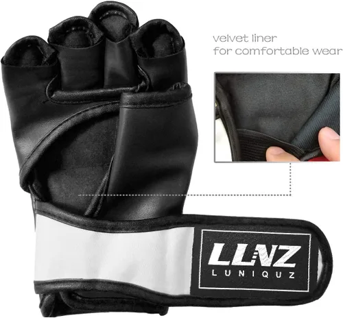 Vista 4 de MMA Gloves for Kids Punching Bag Boxing Sparring Grappling, Half Finger with Thick Padding Long Wrist Wrap