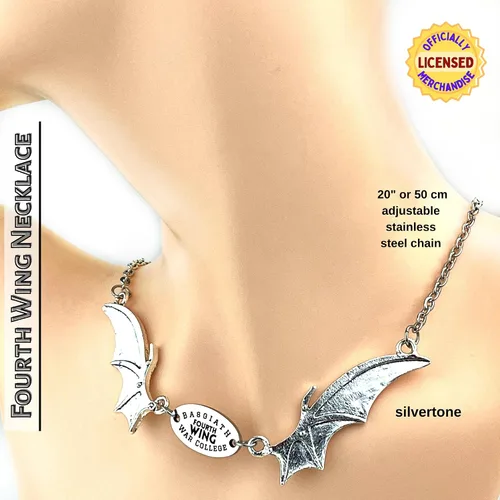 Vista 12 de CUARTA ALA Rebecca Yarros Basgiath War College Dragon Wing Collar con colgante de ala de dragón con licencia