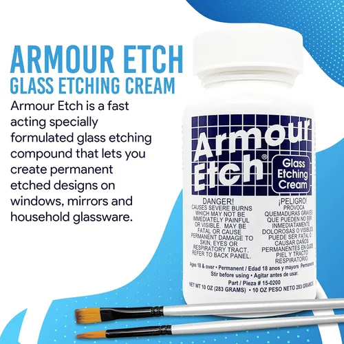 Vista 4 de Armour Etch - Paquete de crema para grabado de vidrio de 10 onzas