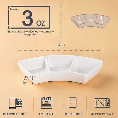 Vista 2 de DELLING Juego de cuencos de cerámica para salsa, platos de inmersión de 3 onzas, cuencos pequeños para sushi, barbacoa o fondue, ideales