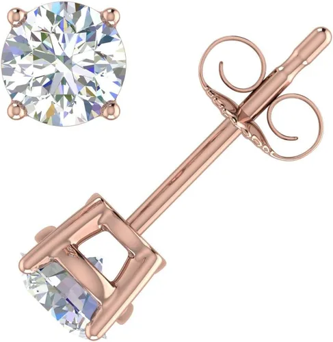 Vista 2 de Aretes de diamante con 4 puntas de 38 a 0.70 quilates en oro de 14 quilates, con certificación IGI