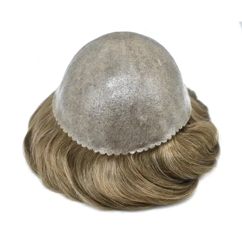 Vista 253 de Toupee para hombre 100% cabello humano real tupé para hombres 0.004 in piel de poliuretano para hombre, sistema de reemplazo de piezas de pelo