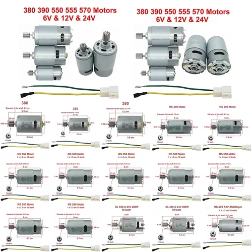 Vista 4 de Motors for Kids Electric Car RS550 RS390 RS380 24V 12V 6V DL555 10/12 Teeth Children's Electric Vehicle Motor Replace Tool Part(10T 550 12V 10000RPM)