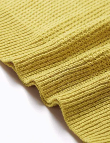 Vista 8 de MEROKEETY suéter de punto de manga larga para mujer, cuello redondo, color sólido