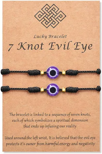 Vista 13 de Pulsera de 7 nudos contra el mal de ojo para mujeres, hombres y bebés, cuerda roja negra rosa, protección contra el mal de ojo, buena suerte, regalo