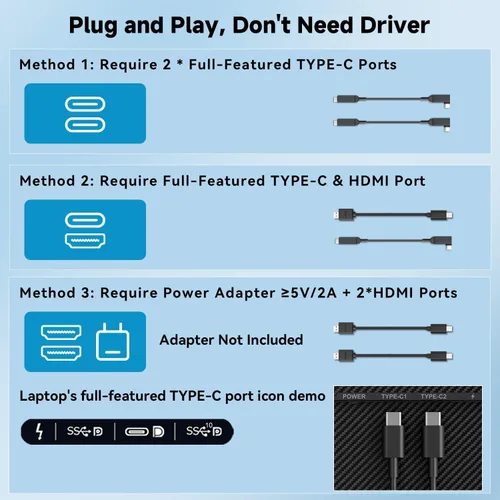 Vista 9 de Extensor de pantalla dual FHD IPS de 14 pulgadas, 1080P, extensor de monitor de computadora portátil para oficina y extensor de pantalla triple