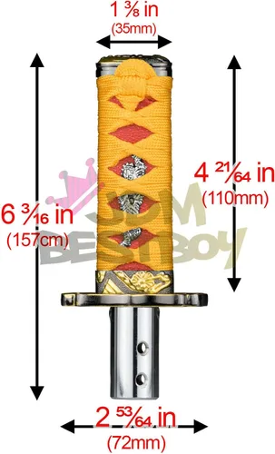 Vista 4 de JDMBESTBOY - Palanca de cambios estilo espada samurái naranja y rojo, de aleación Katana, con adaptadores universales de 10 cm Rojo anaranjado