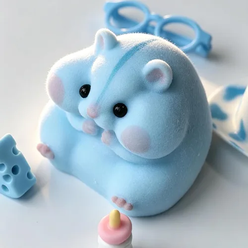Vista 4 de Handmade Taba Squishy Hamster Toy, Cute Squishy Stress Relief Fidget Toy Azul