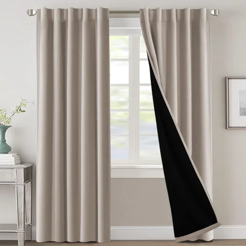 Vista 148 de H.VERSAILTEX Cortinas 100% opacas para dormitorio con forro negro, cortinas de oscurecimiento de habitación completa, con aislamiento térmico
