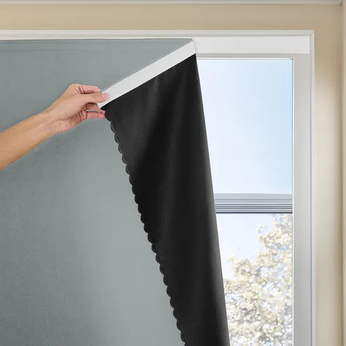 Vista 12 de JILRON Cortina adhesiva 100% opaca, sin taladro, fácil de instalar para persianas de dormitorio, bloqueo de luz