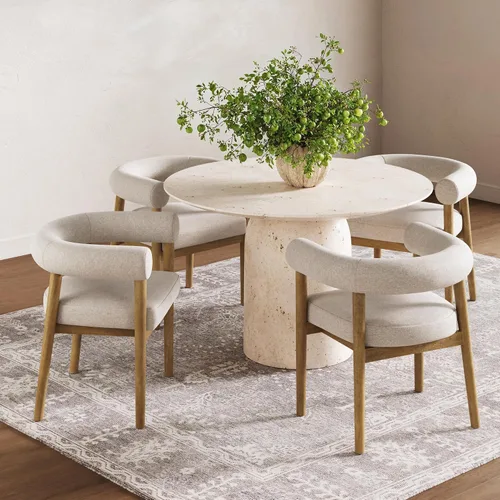 Vista 36 de Nathan James Gracie - Silla de comedor moderna con cojín, silla de comedor tapizada con marco de madera maciza, color marrón claro, juego de 2
