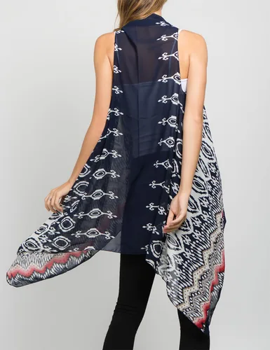 Vista 2 de Scarfand's - Chaleco de cárdigan largo para mujer, ligero, sin mangas, con parte delantera abierta